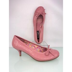 Rare Y2K Bongo Pink Ballet Kitten Heels Bow Pumps Size 8.5 Coquette Balletcore